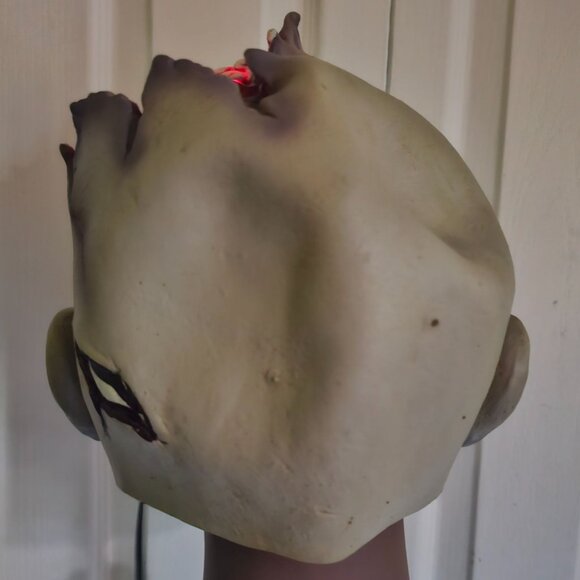 Zombie Latex Mask Exposed Open Brain Glowing Light Up Glowing Bloody Bleeding - Picture 7 of 13
